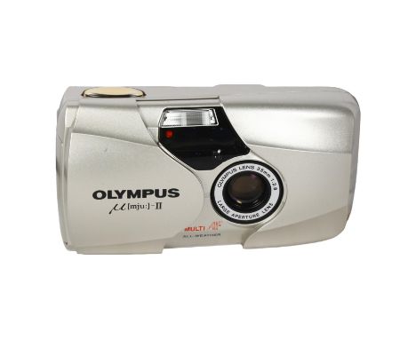 An Olympus mju-II multi AF all-weather 35mm camera, with soft case 