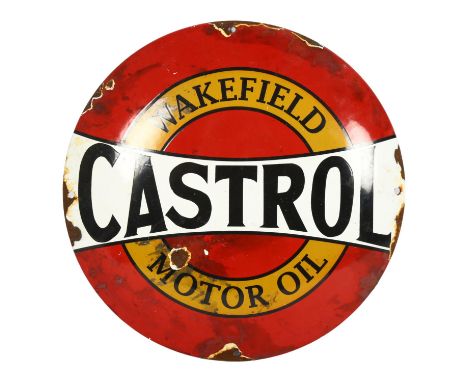 A circular enamel advertising sign "Castrol", diameter 29.5cm 