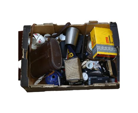 Binoculars, camera, briefcase, barometer etc 