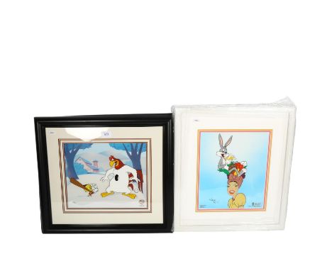 2 Warner Brothers Virgil Ross prints, framed, both limited editions, Bugs Bunny print, H50cm overall 