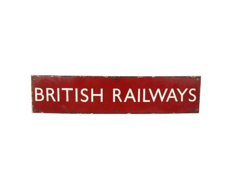 A Vintage red and white enamel sign "British Railways London Midland", L64cm 