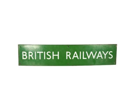 A Vintage green and white enamel sign "British Railways Southern Region", L68cm 