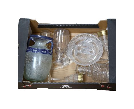 Decanter, glass vase, etc 