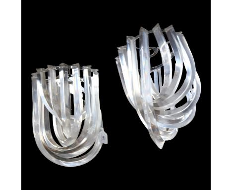 A pair of modern perspex ceiling light fittings, H40cm approx 