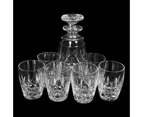 Stuart Crystal decanter and stopper in Glen Garry pattern, 22cm, and 6 matching tumblers 