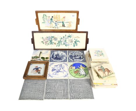 36 Vintage tiles, including Poole, Dorincourt, Packard and Ord, including framed tiles, various designs 