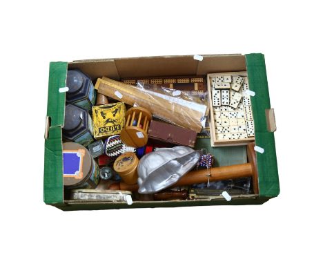 Cribbage board, games, rulers, etc 