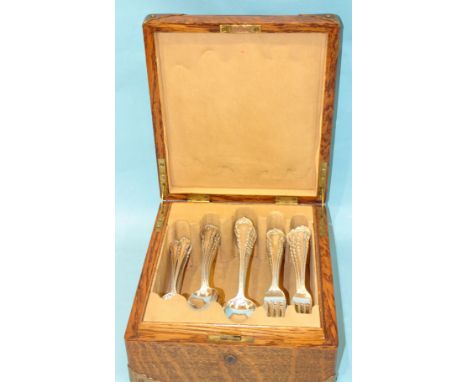 A canteen of sterling silver cutlery by J A Merrill &amp; Co, twelve each, tablespoons, dessert spoons, table forks, eleven d