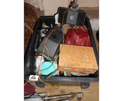 A crate containing a quantity of assorted tools and other items