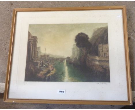 John Cother Webb: a gilt framed mezzotint entitled ' Dido Building Carthage' (after J.M.W. Turner) - signed in pencil and wit