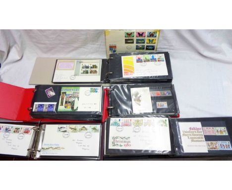 Five ring bound albums containing a collection of FDCs dating from the late 1960's onwards including some with associated min