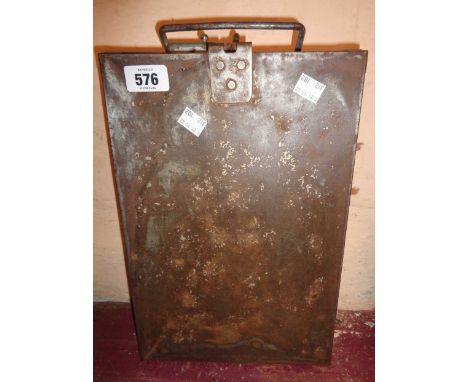 A vintage metal bus conductor's box