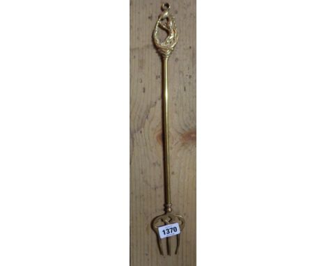 A old brass toasting fork with Dartmoor Pixie finial