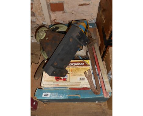 A box containing a quantity of assorted tools, etc.