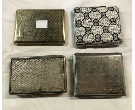 Four cigarette cases A bag containing four vintage cigarette cases