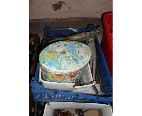 Two crates containing a quantity of assorted tools and other collectable items