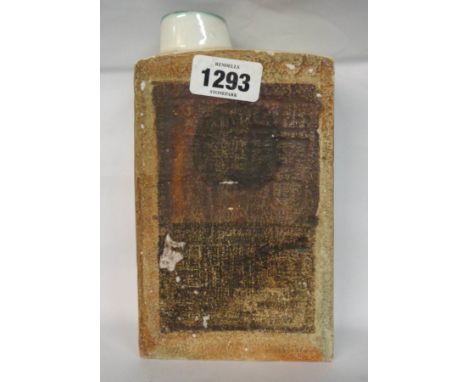 A 1960's Troika Pottery St. Ives chimney vase with moulded and painted texture geometric design to one side and 'calculator' 