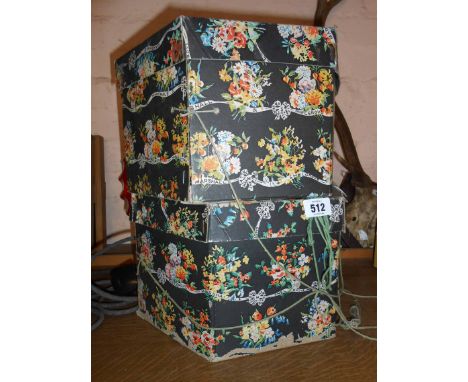 Two vintage Marshall &amp; Snelgrove pressed card hat boxes with all over floral paper decoration