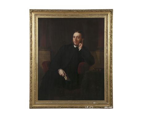 STEPHEN CATTERSON SMITH RHA (1806-1872) Portrait of John Massy Beresford,  Three-quarter length, seated holding a book Oil on