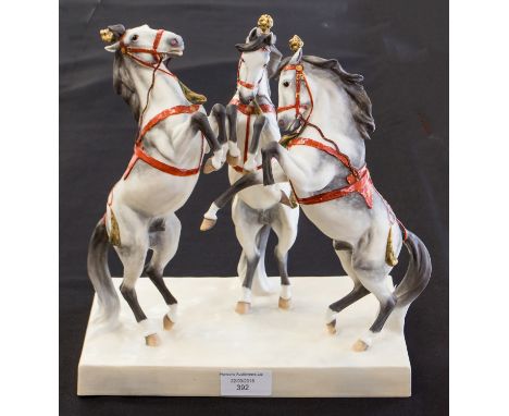 A Royal Worcester group of circus horses, modelled by Doris Linder, ref: 3179, no plinth