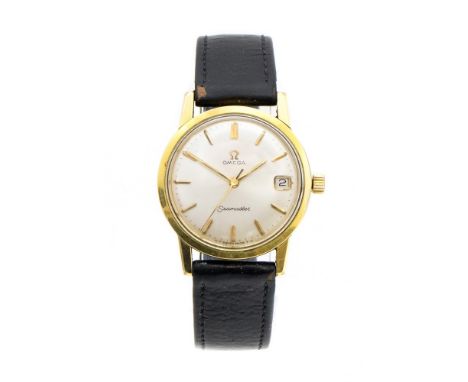 Omega, a circa 1960's gent's gilt metal Omega Seamaster wristwatch, 3cm circular silvered dial, baton numerals, date aperture