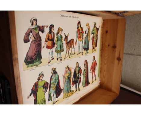Very large collection, approx 500 sheets, German chrono lithographic toy theatre stage scenery and characters, housed in stur
