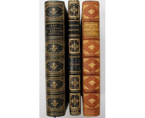 Decorative leather bindings: Collection of three books, comprising: 'The Railways of England', W. M. Ackworth, London: John M