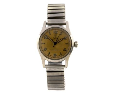 Tudor Rolex, a circa 1950's gent's steel Tudor Oyster Shock Resisting wristwatch, 3cm circular gilt dial with illuminous nume