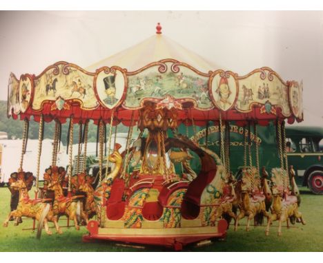 A late Victorian wooden hand operated fairground carousel or merry-go-round, circa 1895, last used at Nottingham Goose Fair i