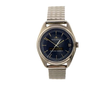Jaeger Le Coutre, a circa 1970's  gent's steel Jaeger Le Coultre Porsche Master-Quartz wristwatch, 3.5cm circular blue dial w
