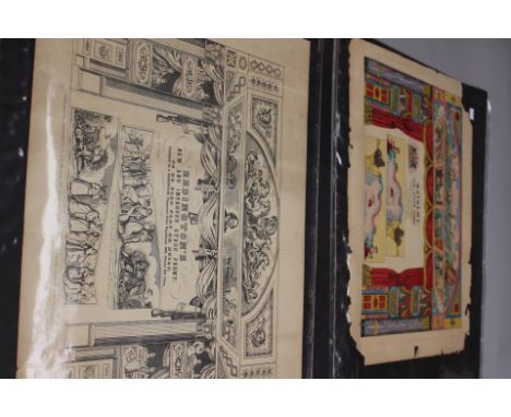 A collection of eight toy theatre stage fronts/prosceniums, hand coloured litho and chromo lithographic, English and German, 
