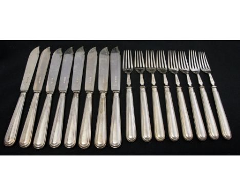 A set of eight Victorian silver fish knives and forks, Harrison Brothers & George Howson, Sheffield, 1899 (16)