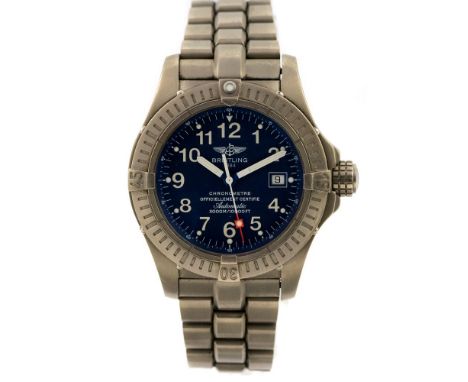 Breitling, a circa 2005 gent's greyed steel Chronometre Automatic wristwatch, 4cm blue dial with illuminous numerals, date ap
