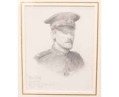 John Byam Shaw A.R.W.S (British, 1872-1919), portrait of a WWI officer, signed l.l., and inscribed in Aid of S.C. Motor Ambul