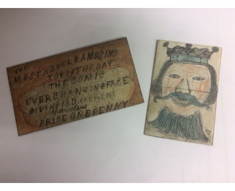 An unusual 19th Century homemade children's toy, 'The most Novel and Amusing Toy of the Day...The Comic Ever Changing Face gi