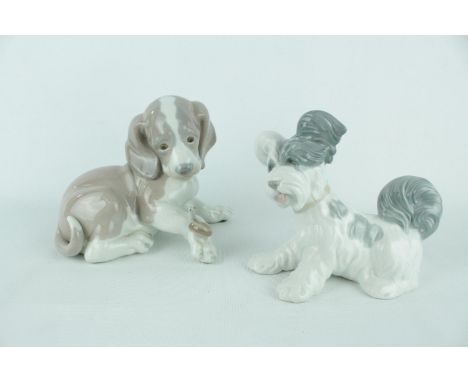 Lladro 'Dog and Snail' 01001139 and another Lladro Dog. Condition - Unboxed Good Overall 