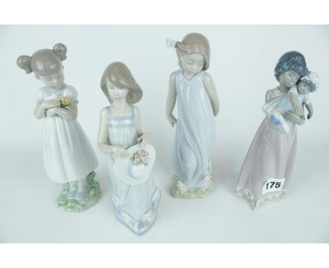 4 Lladro Figurines 'Baby Doll' Model 01005608, 'Friend of the Butterflies' Model 01006963, 'Cathy' Model 01005643 and 'Flower