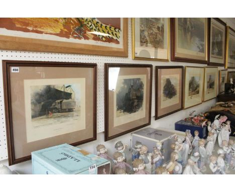 Collection of 5 David Shepherd signed Prints of Locomotive, Framed an mounted 