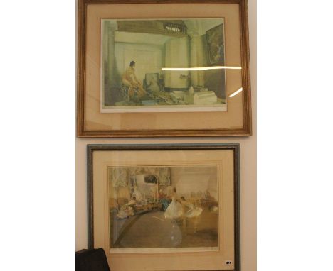 Sir William Russell Flint (1880-1969), 2 framed prints of Ballerinas and Nude. 