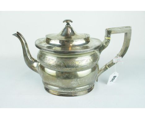 Good Quality Silver Teapot with Chaised decoration and Ivory fitting to handle Dublin 1914 by Charles Lamb 830g total weight