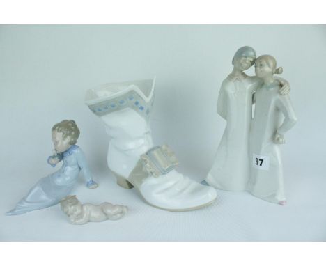 Collection of Lladro to include 'Warrior Boot' Glazed, Model PP130G and 3 Figurines. Condition - Good unboxed 