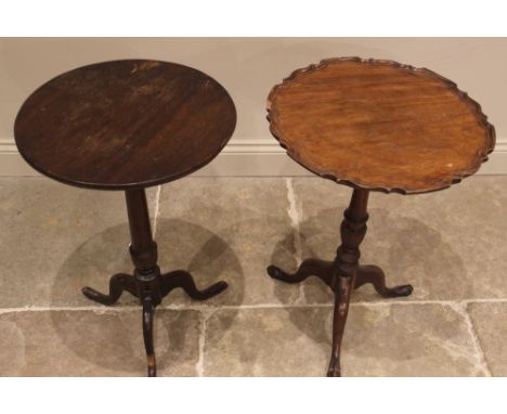 A Chippendale revival mahogany 'pie crust' wine/lamp table, 20th century, the shaped circular top upon a ring turned baluster