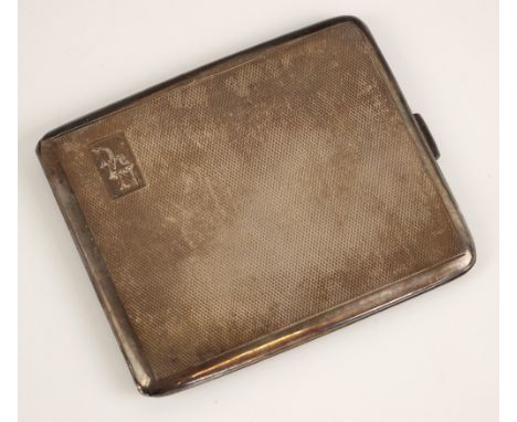 A silver cigarette case, possibly E J Trevitt &amp; Sons, Birmingham 1947, the rectangular case with engine turned detail, op