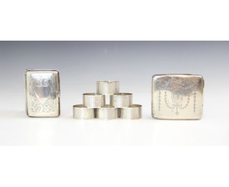 A set of six George V silver napkin rings, Trevit &amp; Sons, Chester 1923, of circular form with engine turned detail and va