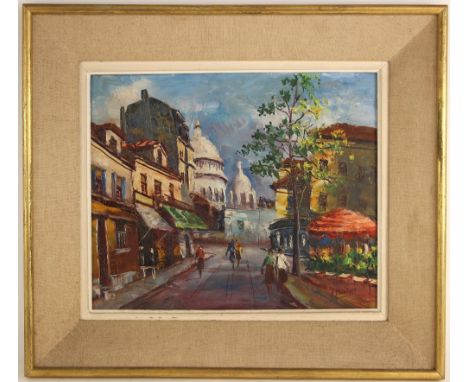 R. Daninos (French school, mid 20th century),A Paris street scene with the Sacré Coeur beyond,Oil on canvas,Signed lower righ