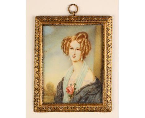 After Moritz Michael Daffinger (Austrian, 1790-1849)Half length portrait of the Princess Lichtenstein,Watercolour on ivory,In