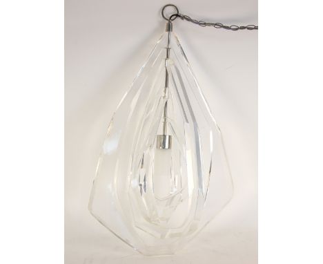 A Porta Romana cast acrylic chandelier, model no MU/35L, late 20th century, modelled as four rotating concentric teardrops wi