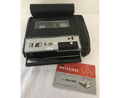 A National RQ-158S portable tape recorder. With automatic reverse and solid state.  Complete with power adaptor, manual and c