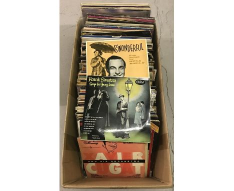 A box containing a large quantity of assorted vintage vinyl LP's.  