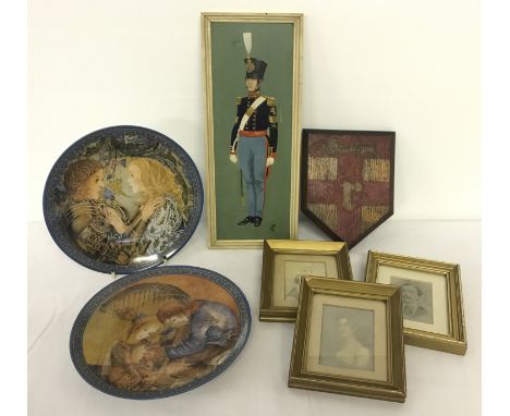 A collection of assorted misc. items to include 2 boxed Bradford Exchange plates. Together with a signed oil painting of a Li
